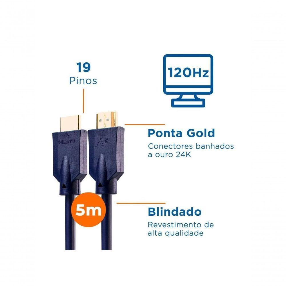 Cabo Hdmi Aquario 8k5 8k Macho X Macho 2.1 5m - 5