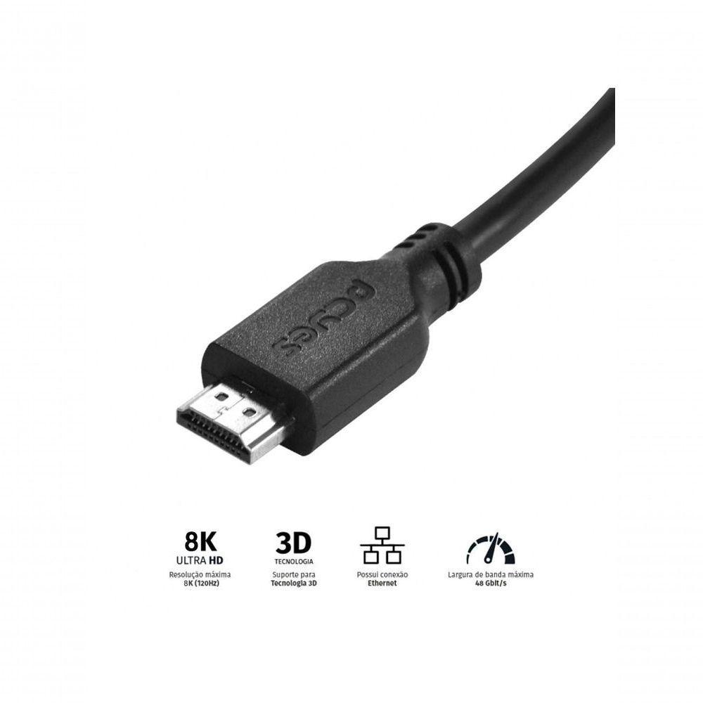 Cabo Hdmi Ultra 2.1 28awg Puro Cobre 8k 1 Metro - Phm21-1 - 2