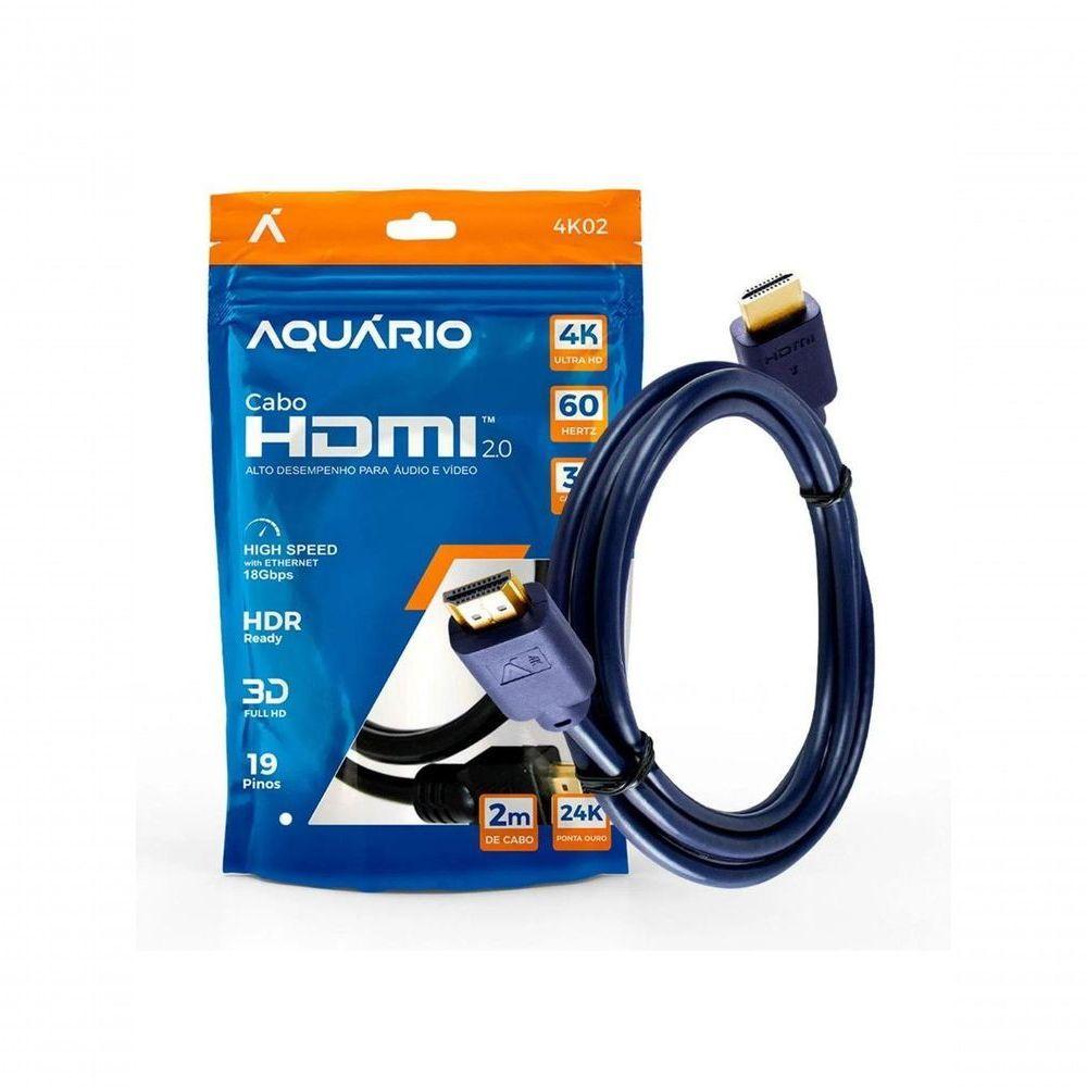 Cabo Hdmi Aquario 4k02 4k Macho X Macho 2.0 2m - 3