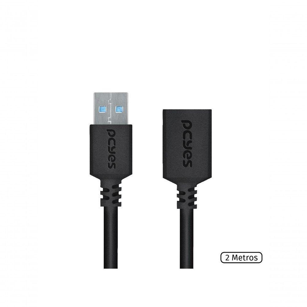 Cabo Extensor Usb A 3.0 Macho Para Usb A 3.0 Fêmea 28awg Puro Cobre 2 Metros - Puamf3-2 - 2