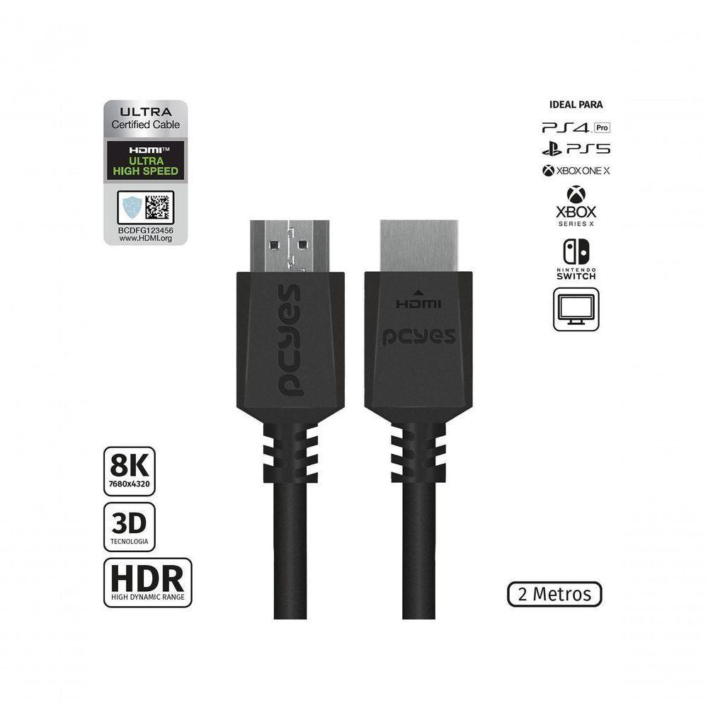 Cabo Hdmi Ultra 2.1 28awg Puro Cobre 8k 1080- 144hz 2 Metros - Phm8k-2 - 1