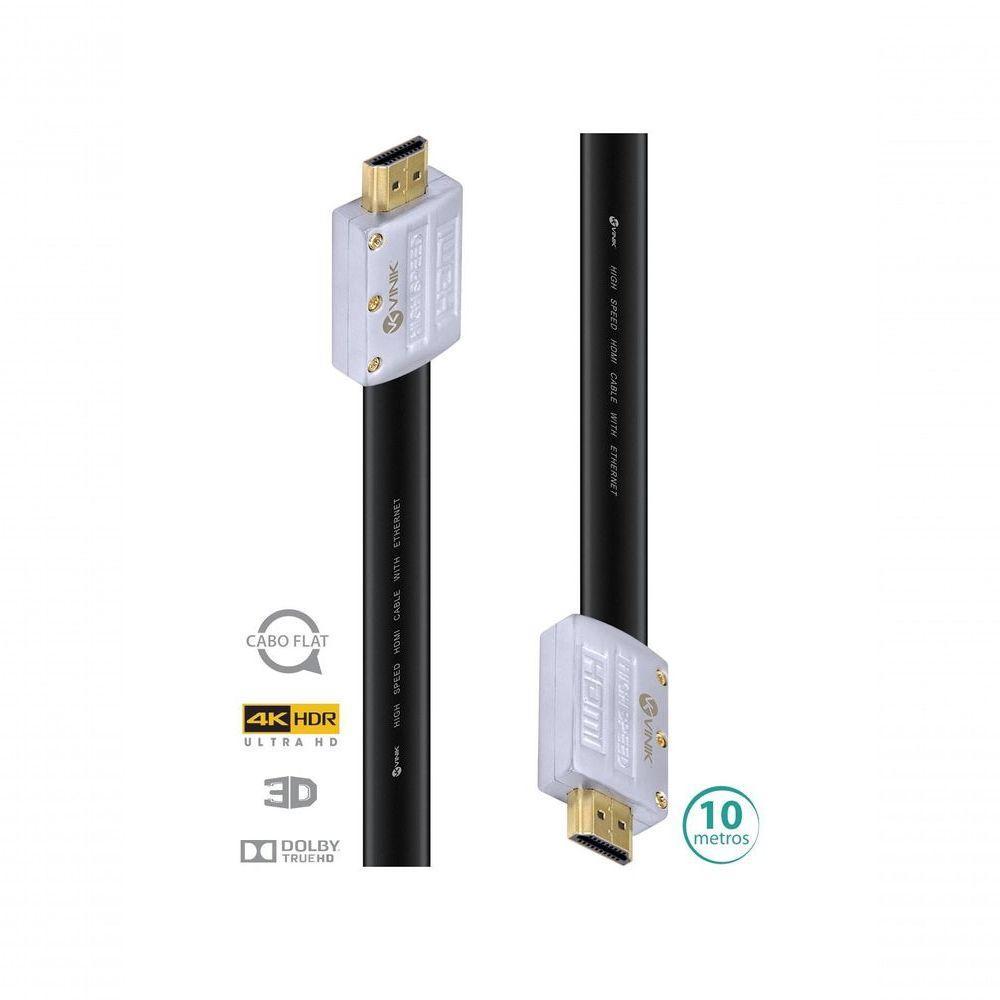 Cabo Hdmi 2.0 4k Ultra Hd 3d Conexão Ethernet Flat Com Conector Desmontável 10 Metros - H20fl-10 - 1