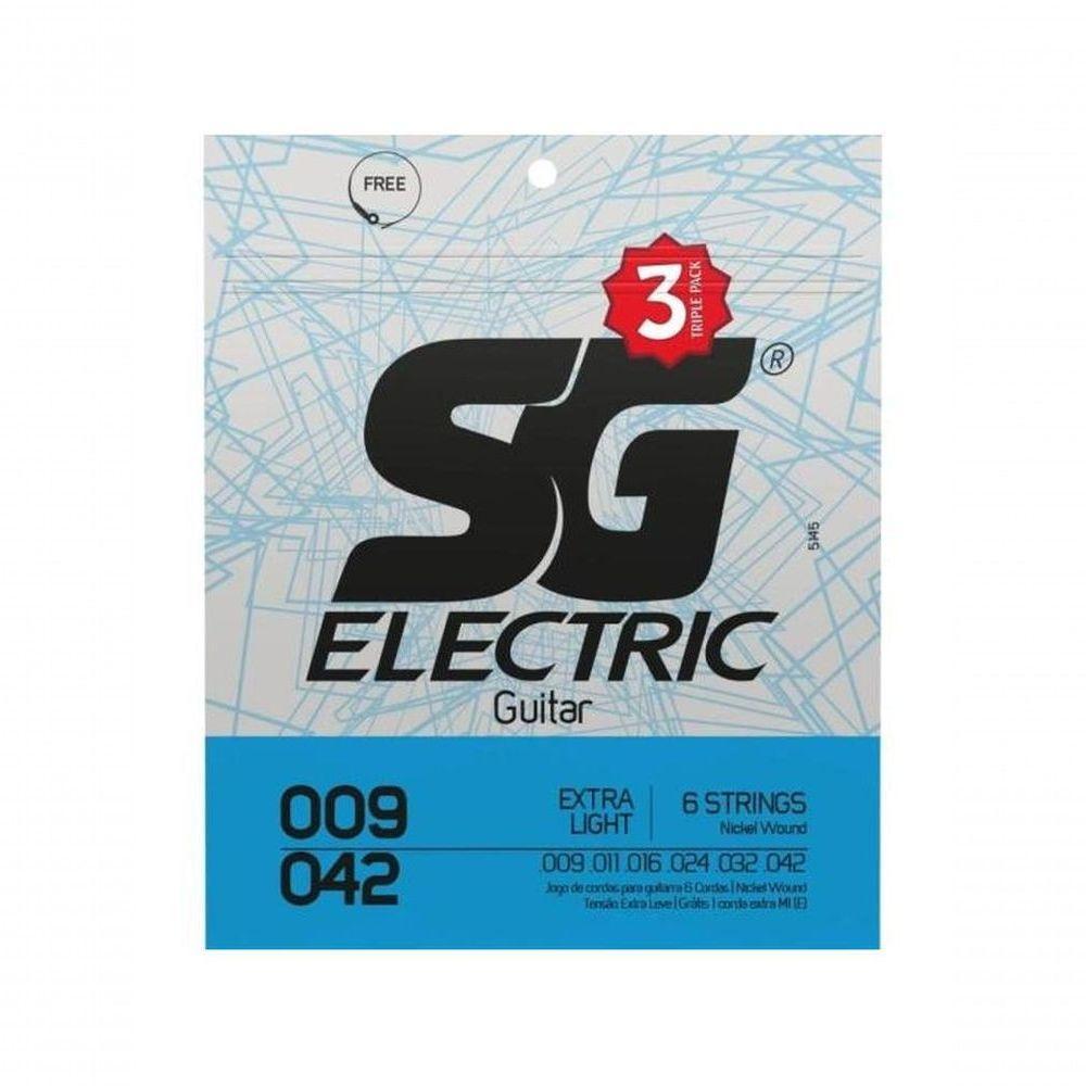 Encordoamento Para Guitarra .009 Extra Light Pack (c-3) Sg - 1