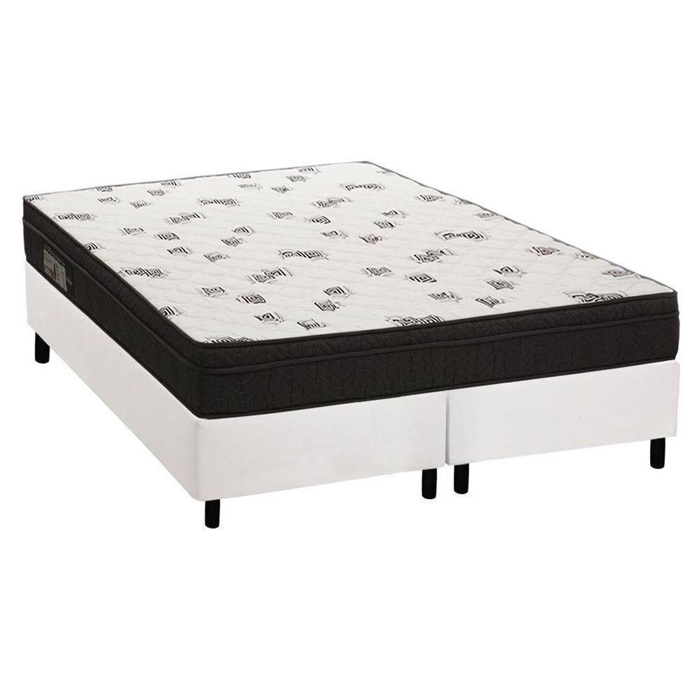 Cama Box King: Colchão Espuma Ortobom D45 Light Saúde + Base CRC Courano White(186x198) - 1