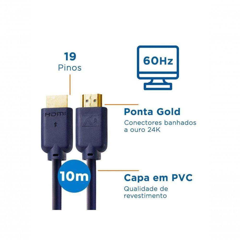 Cabo Hdmi Aquario 4k10 4k Macho X Macho 2.0 10m - 5