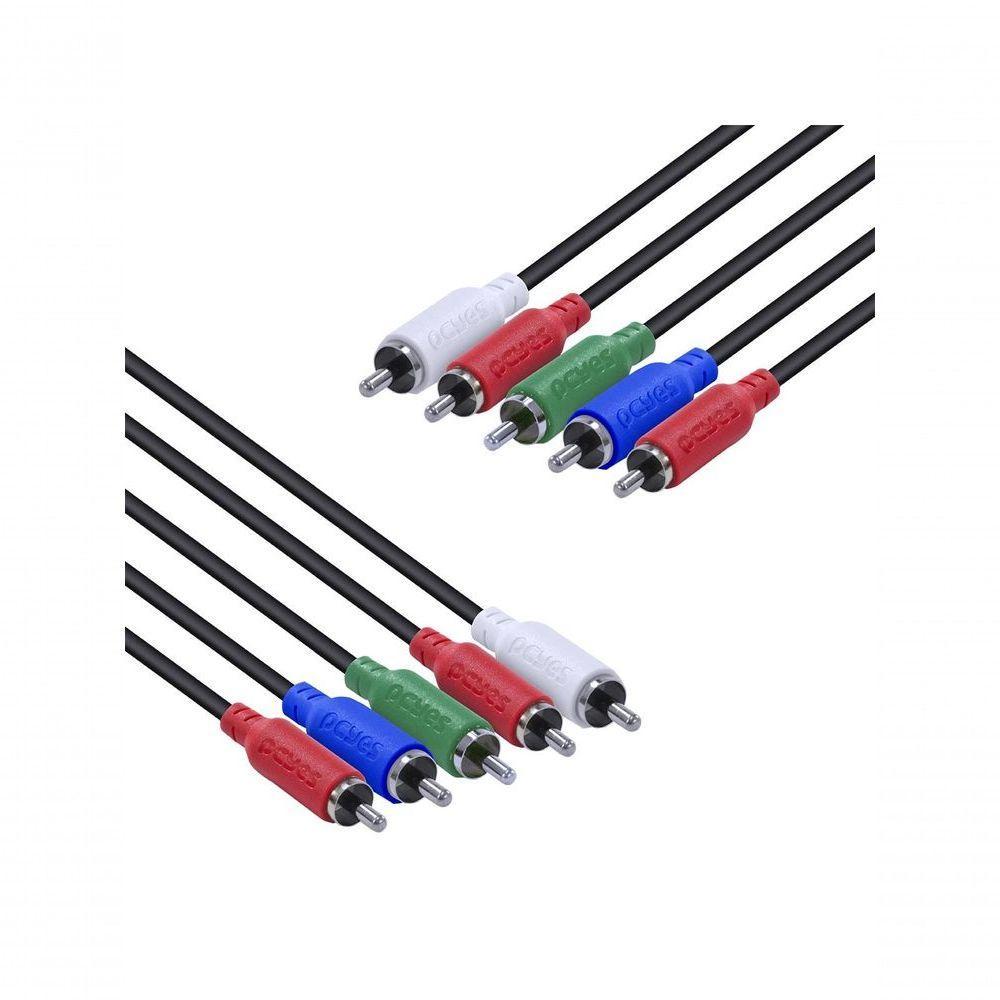 Cabo 5 Rca Macho Para 5 Rca Macho Video Componente 2 Metros - P5r-2 - 2