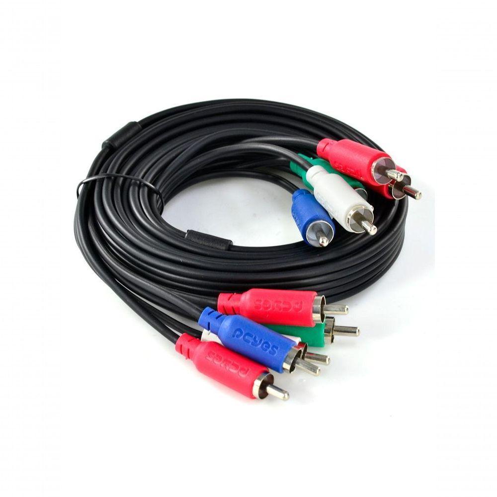Cabo 5 Rca Macho Para 5 Rca Macho Video Componente 2 Metros - P5r-2 - 5