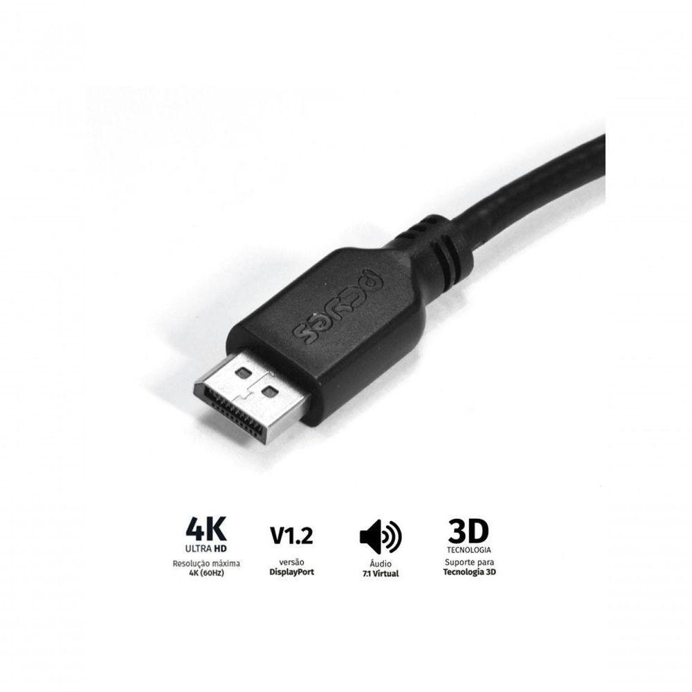 Cabo Displayport Macho Para Displayport Macho 2 Metros V1.2 - Pdpm-2 - 1