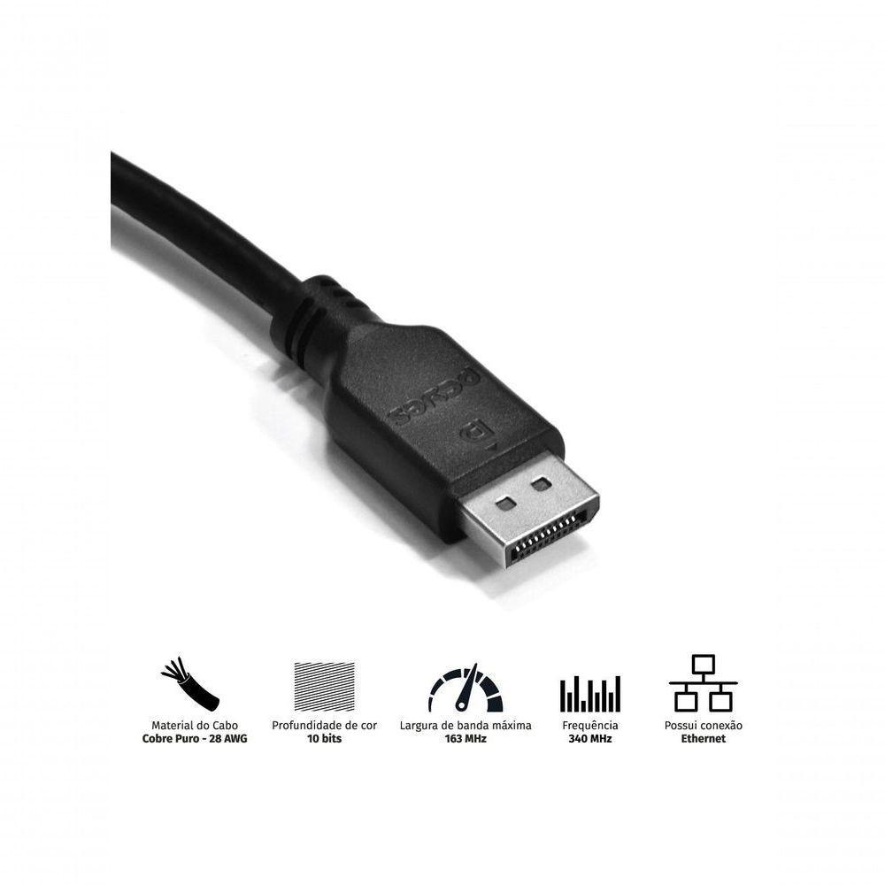 Cabo Displayport Macho Para Displayport Macho 2 Metros V1.2 - Pdpm-2 - 8