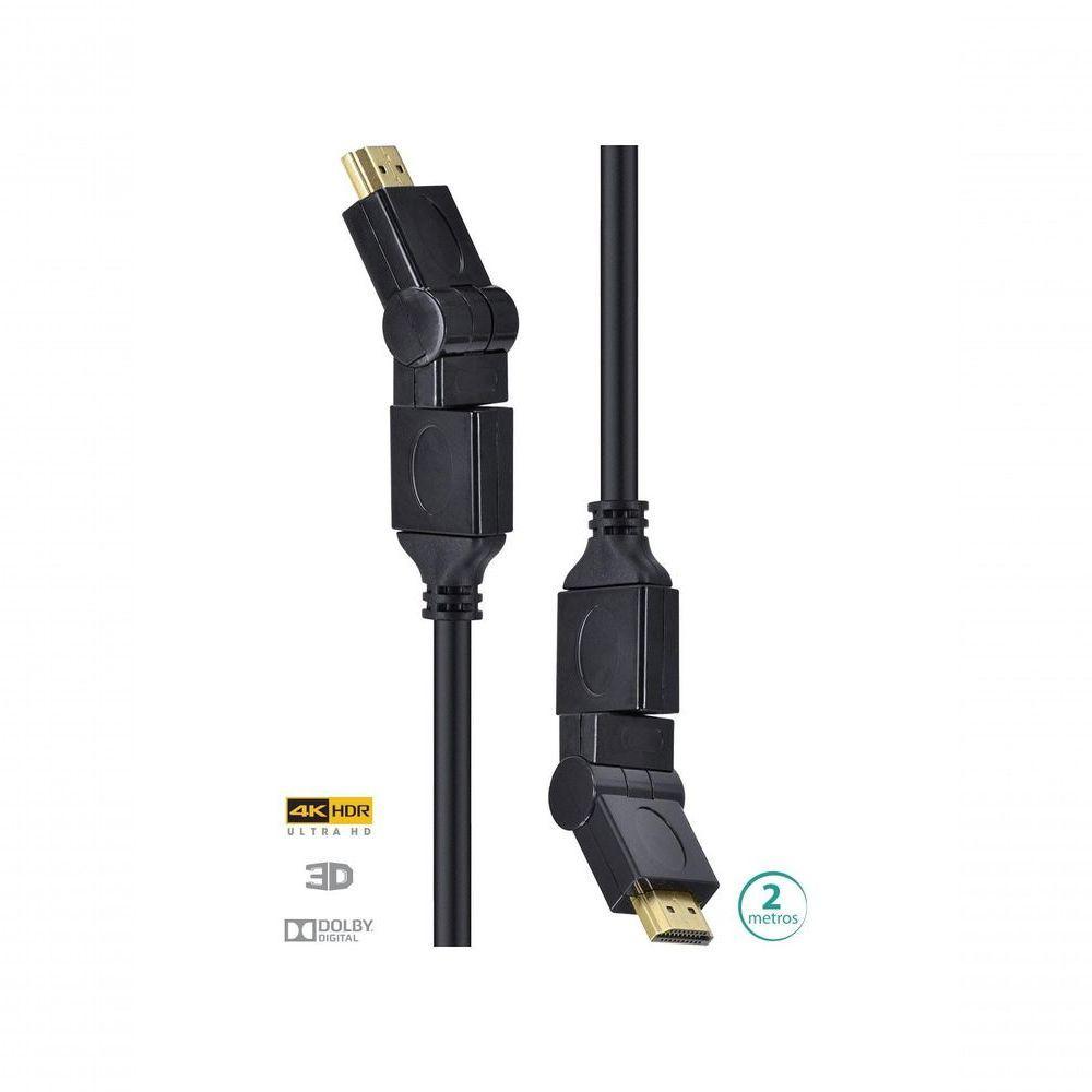 Cabo Hdmi 2.0 4k Ultra Hd 3d Conexão Ethernet Conectores 360° 2 Metros - H20b360-2 - 1