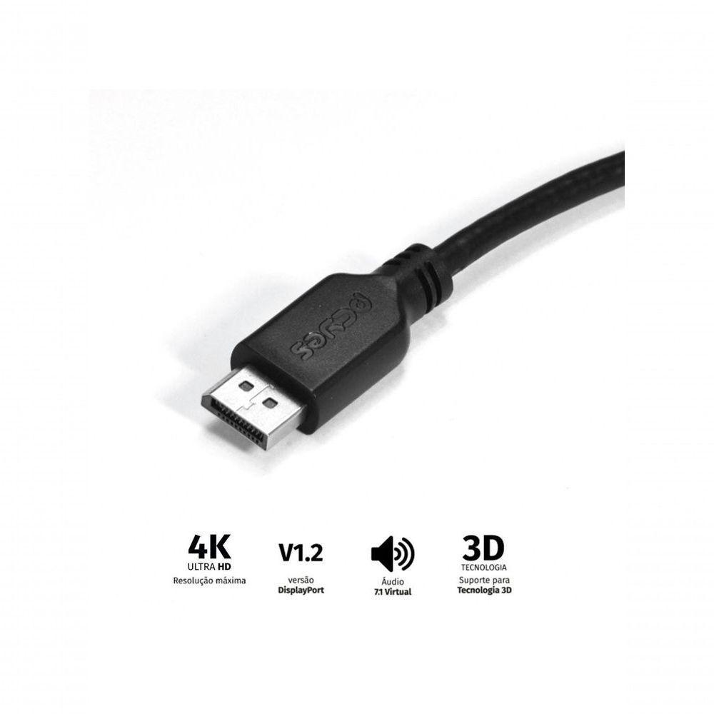 Cabo Mini Displayport Macho Para Displayport Macho V.1.2 28awg Puro Cobre 2 Metros - Pmddpm-2 - 1