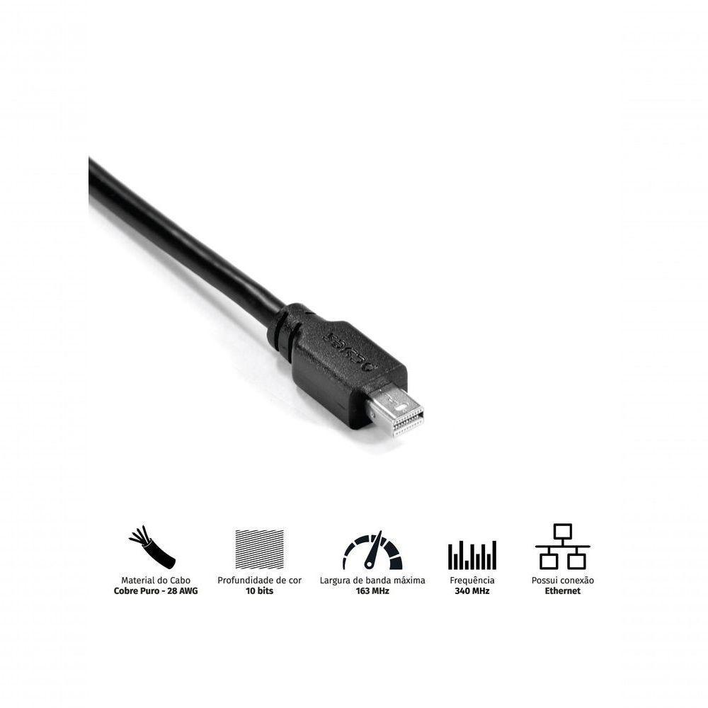 Cabo Mini Displayport Macho Para Displayport Macho V.1.2 28awg Puro Cobre 2 Metros - Pmddpm-2 - 7