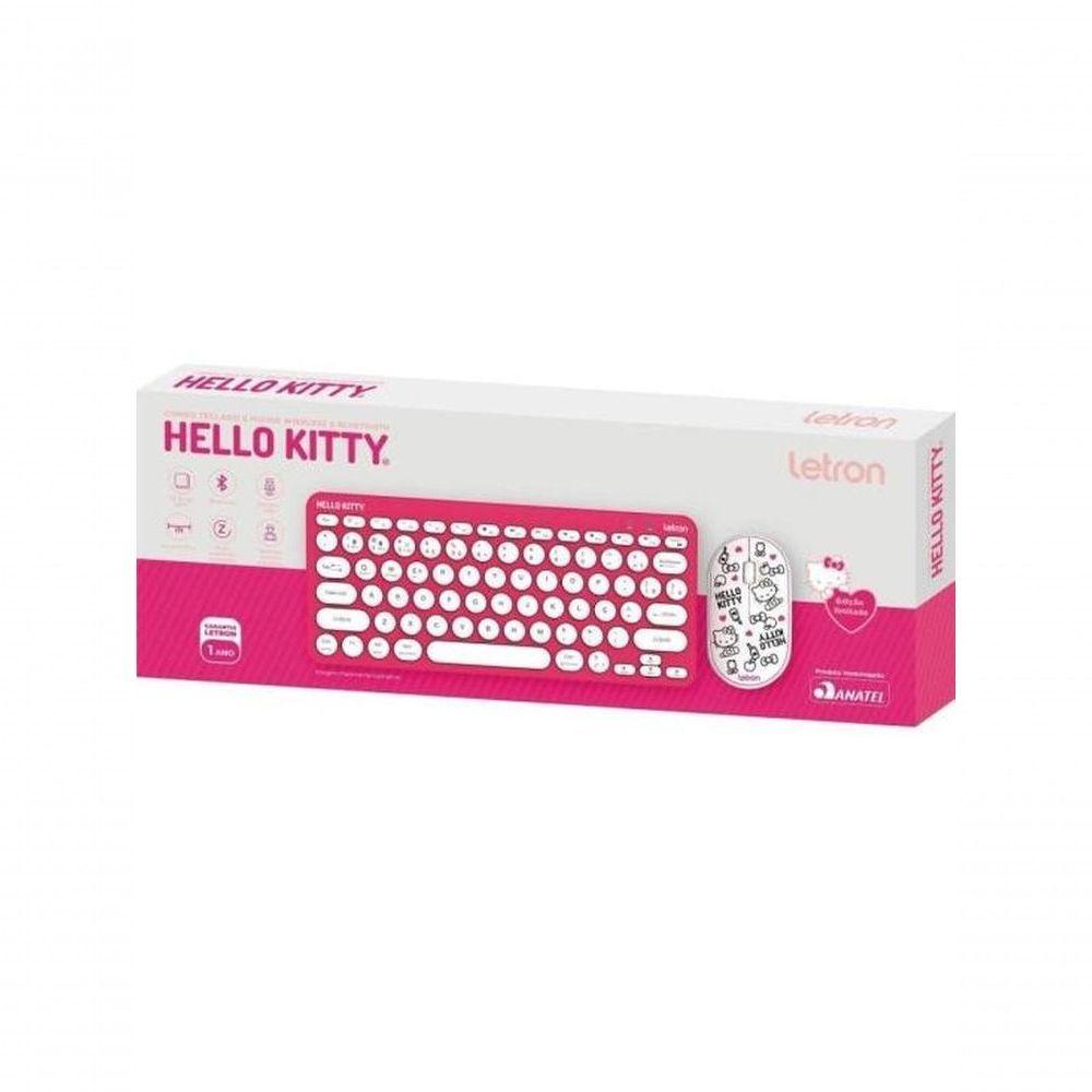 Kit Teclado E Mouse Sem Fio Letron Hello Kitty Rosa - 3