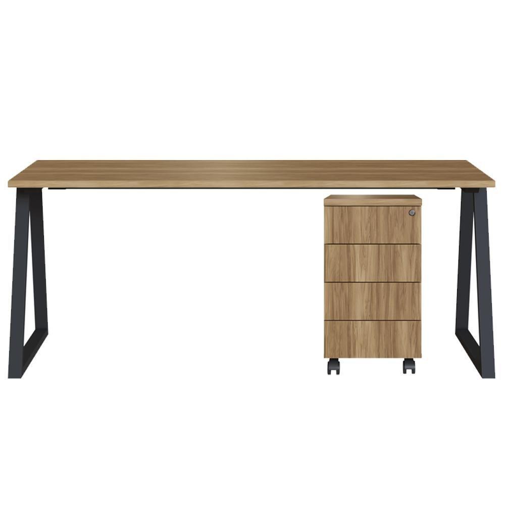 Mesa E Gaveteiro Office 160 Cm 25909 Artesano Nogal Sevilha Preto - 1