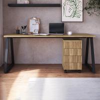 Mesa E Gaveteiro Office 160 Cm 25909 Artesano Nogal Sevilha Preto - 2