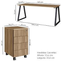 Mesa E Gaveteiro Office 160 Cm 25909 Artesano Nogal Sevilha Preto - 3