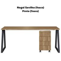 Mesa E Gaveteiro Office 160 Cm 25909 Artesano Nogal Sevilha Preto