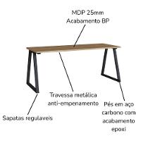 Mesa E Gaveteiro Office 160 Cm 25909 Artesano Nogal Sevilha Preto - 5