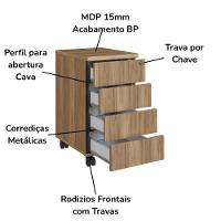 Mesa E Gaveteiro Office 160 Cm 25909 Artesano Nogal Sevilha Preto - 6