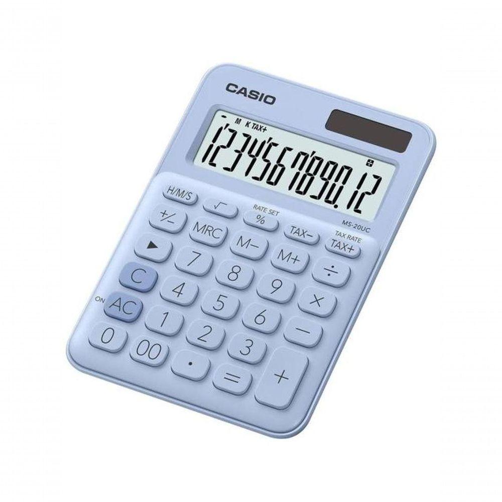 Calculadora De Mesa Casio Ms20uc 12 Dígitos Azul Claro - 1