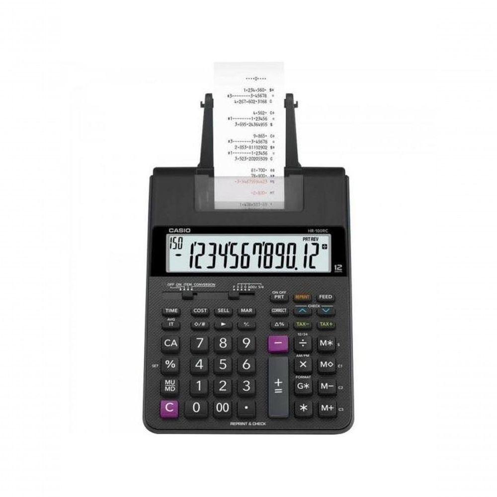Calculadora Com Bobina Casio Hr-100rc 12 Dígitos Bivolt Preta - 1