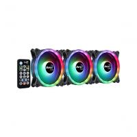 Kit Com 3 Coolers Aerocool Duo 12 Pro Argb + Hub + Controle - 3