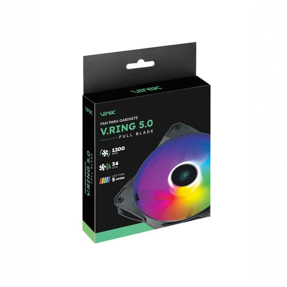 Fan-cooler Gamer Para Gabinete V.ring 5.0 Full Blade 120mm - Led Fixo 5 Cores - Vringfbfx5 - 7