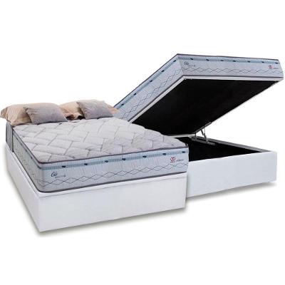 Cama Box Baú Casal: Colchão Molas Herval Maxspring Oslo + Base CRC Courano White(138x188)