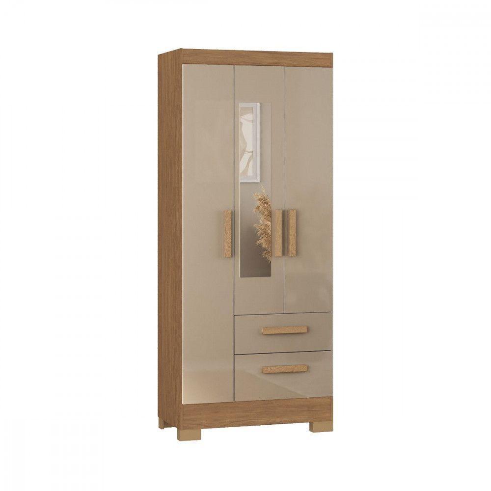 Guarda Roupa Solteiro Com Espelho 3 Portas Fortaleza Atualle Acacia Com Reflecta - 1
