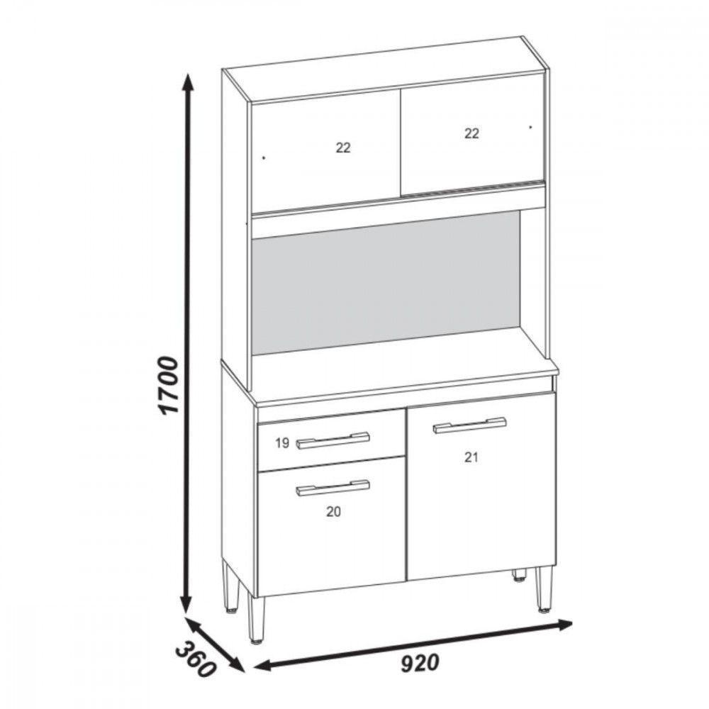 Cozinha Compacta Ceara 4 Portas Atualle Canelato Rustico Com Off White - 4