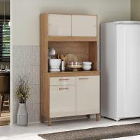 Cozinha Compacta Ceara 4 Portas Atualle Canelato Rustico Com Off White - 1