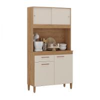 Cozinha Compacta Ceara 4 Portas Atualle Canelato Rustico Com Off White - 2