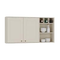 Armário Aéreo Tunisia 2 Portas Com Nicho Off White Com Canelato - 1