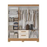Guarda Roupa Casal Com Espelho 6 Portas Fortaleza Atualle Canelato Rustico Com Off White - 3