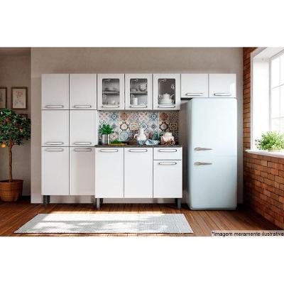 Cozinha Modulada Completa Evidence 4 Peças (2 Armários + 1 Balcão + 1 Paneleiro) C4P39 Branco - Bertolini