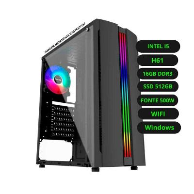 Computador CPU Gamer Intel Core i5 16GB DDR3 SSD 512GB Wifi Fonte 500w Bivolt Windows