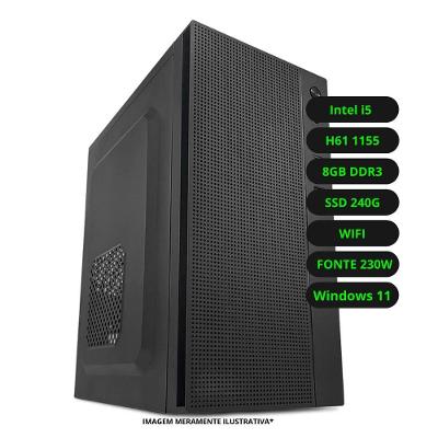 Computador CPU Intel Core i5 8GB DDR3 SSD 240GB Wifi Fonte 230w Bivolt Windows 11 Trial