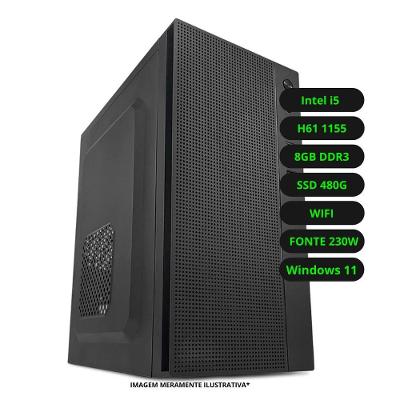 Computador CPU Intel Core i5 8GB DDR3 SSD 480GB Wifi Fonte 230w Bivolt Windows