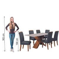 Conjunto de Mesa de Jantar com Tampo de Vidro 1,80m e 6 Cadeiras Grécia Dobuê – Madeirado/Grafite - 6