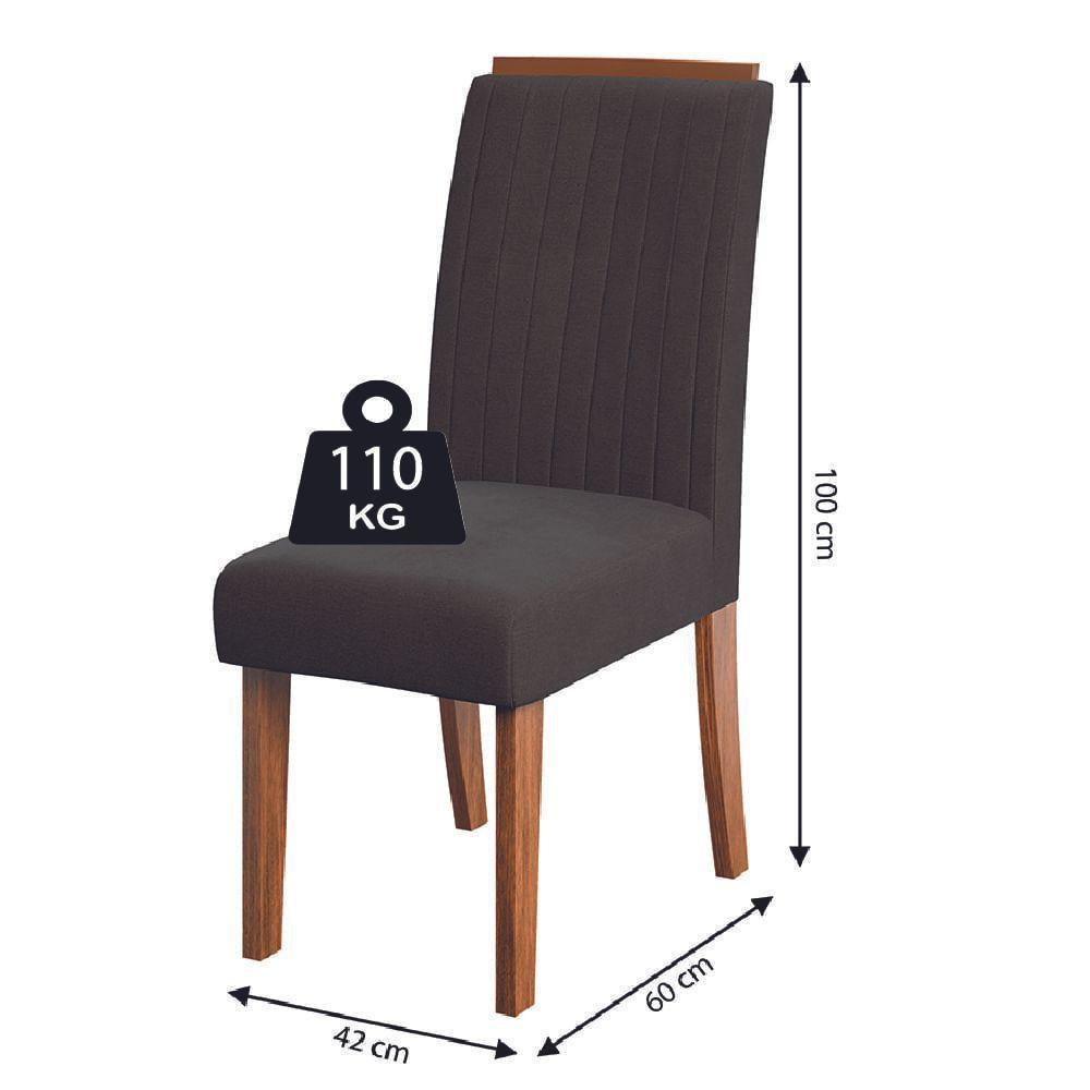 Conjunto de Mesa Sala de Jantar com Tampo de Vidro 1,80m e 6 Cadeiras Grécia Dobuê – Madeirado/Chocolate - 4