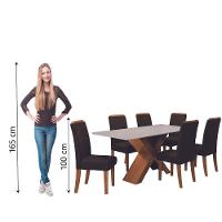 Conjunto de Mesa Sala de Jantar com Tampo de Vidro 1,80m e 6 Cadeiras Grécia Dobuê – Madeirado/Chocolate - 6