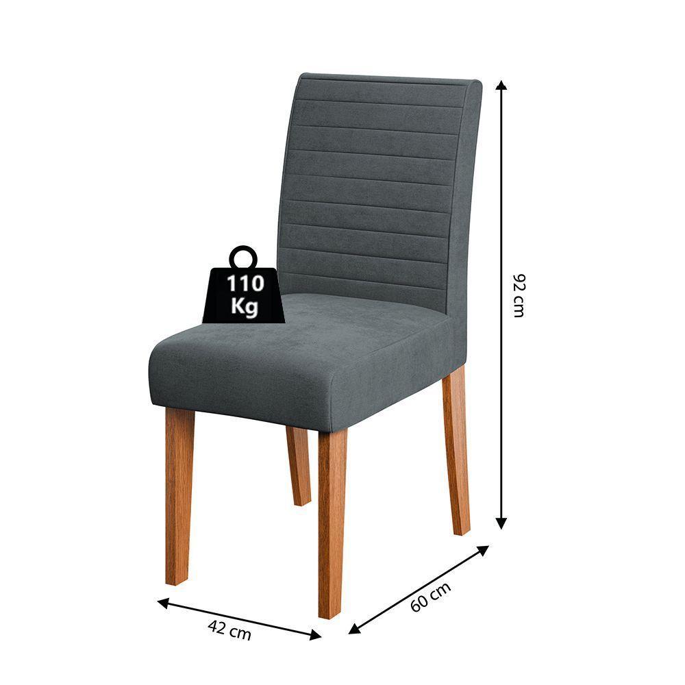 Conjunto De Mesa Sala De Jantar Tampo Com Vidro 1,80m Grécia 6 Cadeiras Creta Dobuê Madeirado/grafite - 4