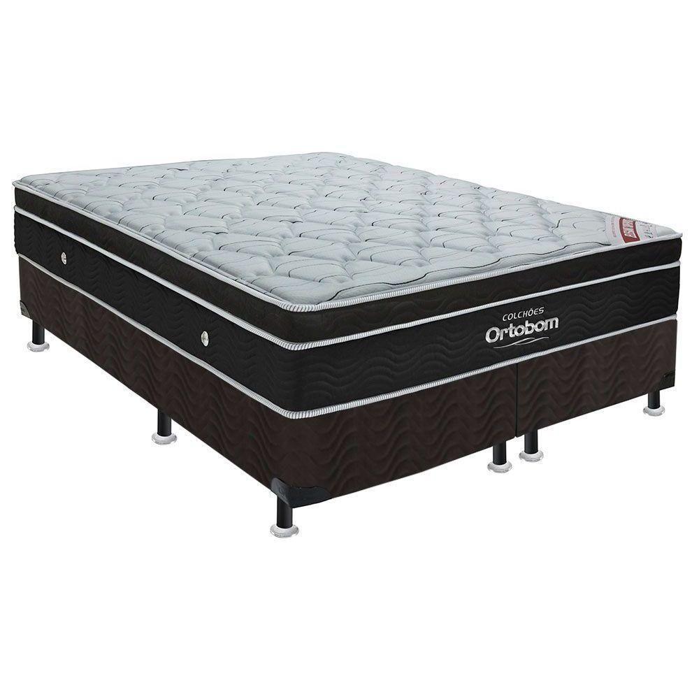 Cama Box King: Colchão Molas Ensacadas Ortobom Superpocket Elegant + Base Crc Suede Black(193X203) - 1