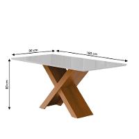 Conjunto De Mesa Sala De Jantar Tampo Com Vidro 1,80m Grécia 6 Cadeiras Santiago Dobuê Madeirado / Cinza - 3