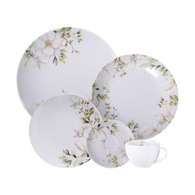 Aparelho De Jantar Tramontina Magnólia Em Porcelana Decorada 20 Peças