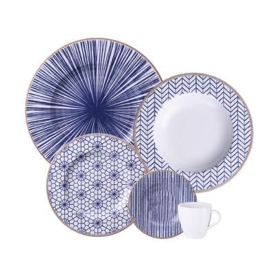 Aparelho De Jantar Tramontina Abstratta Em Porcelana Decorada 20 Peças