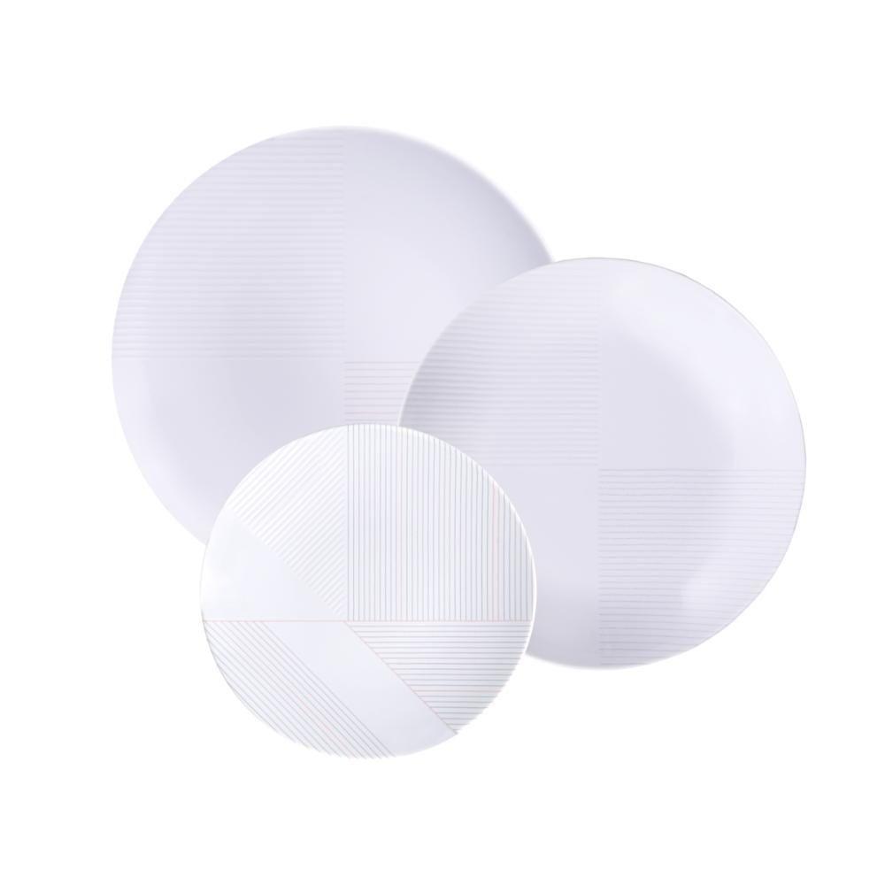 Jogo De Pratos Tramontina Grid Em Porcelana Decorada 12 Peças - 1