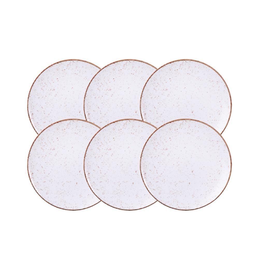 Kit Prato Raso Tramontina Rústico Marrom Em Porcelana Decorada 28 Cm 06 Peças - 1