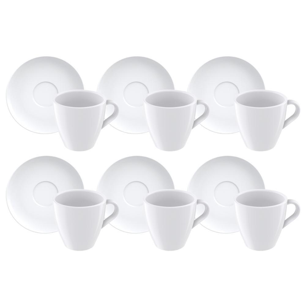 Kit Xícara E Pires De Cappuccino Tramontina Paola Em Porcelana 200 Ml 12 Peças - 1