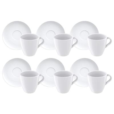 Kit Xícara E Pires De Cappuccino Tramontina Paola Em Porcelana 200 Ml 12 Peças